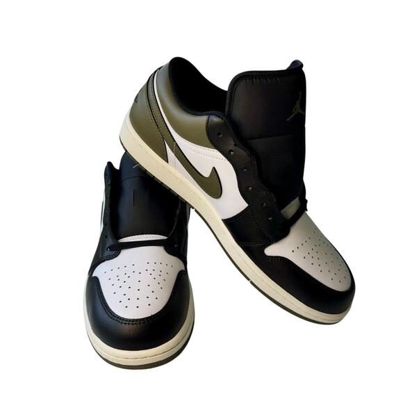 Nike Air Jordan 1 Low Black Toe Medium Olive 553558-092 Men's Size 12 NEW - Picture 3 of 10